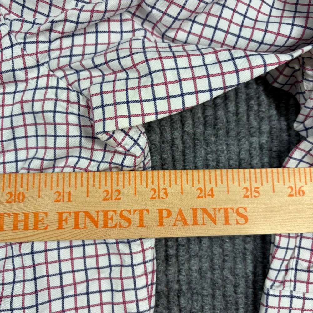 Banana Republic Mens XL Slim Fit Button Down Shirt‎ White Red Blue Check Plaid